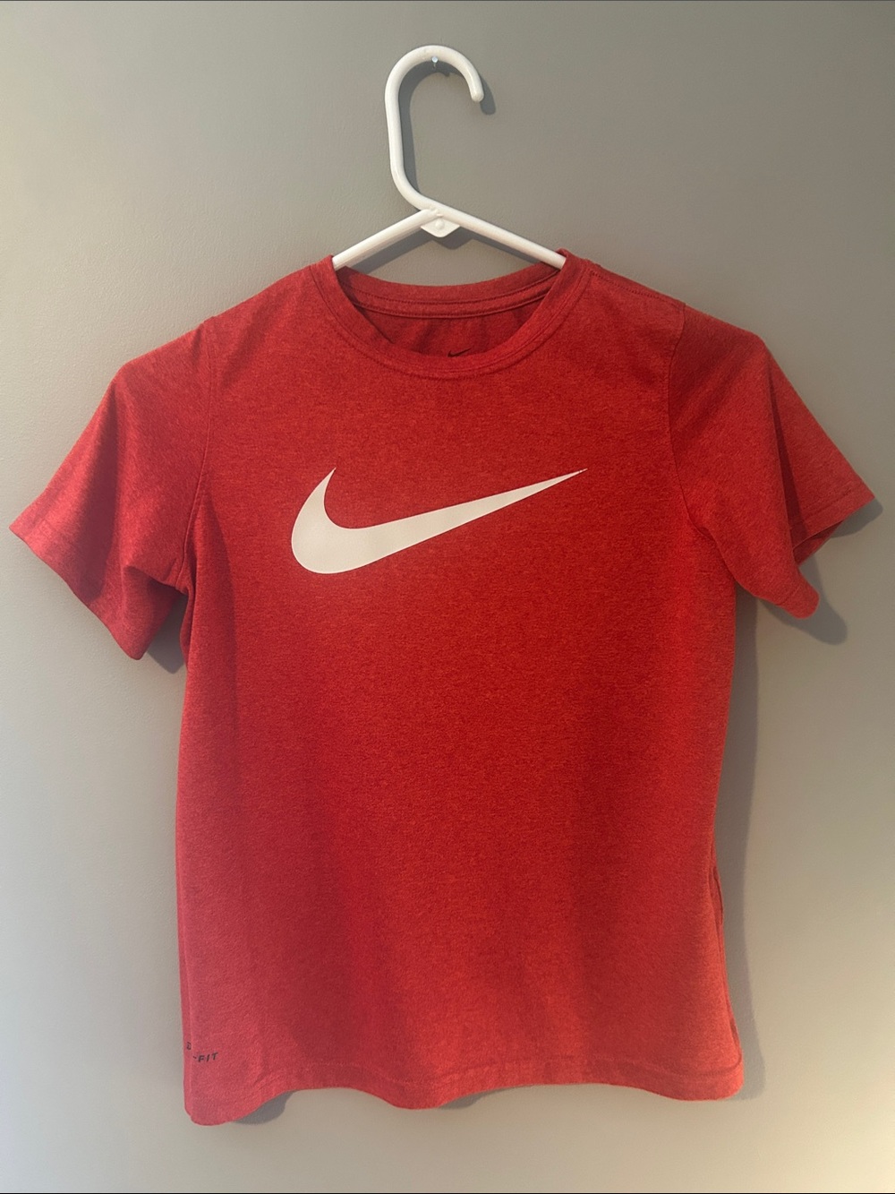 Nike Red Youth Medium Short-Sleeve Tee with White Swoosh